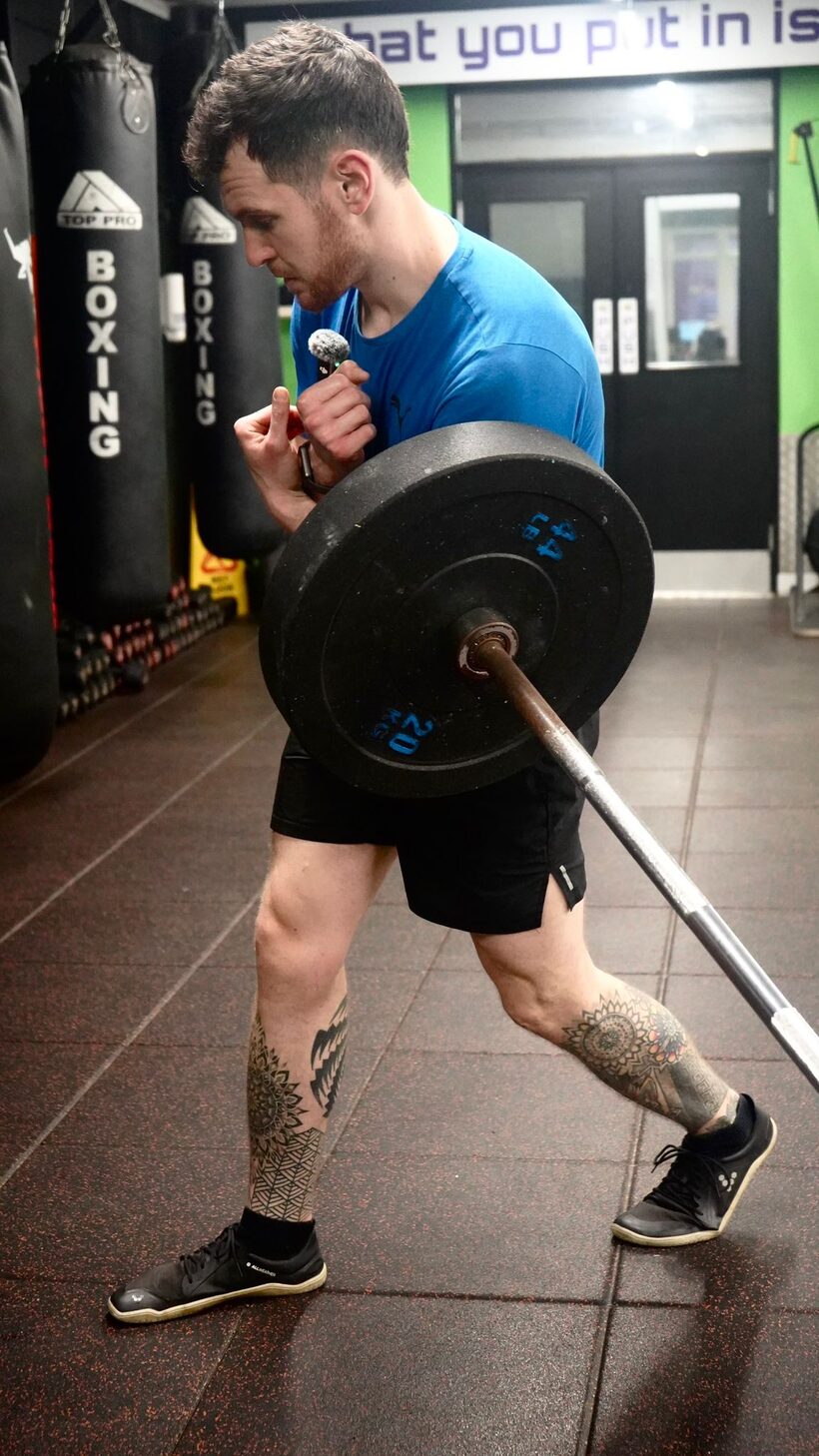 Sean Reilly coaching a strength session at NC Fitness, Rush